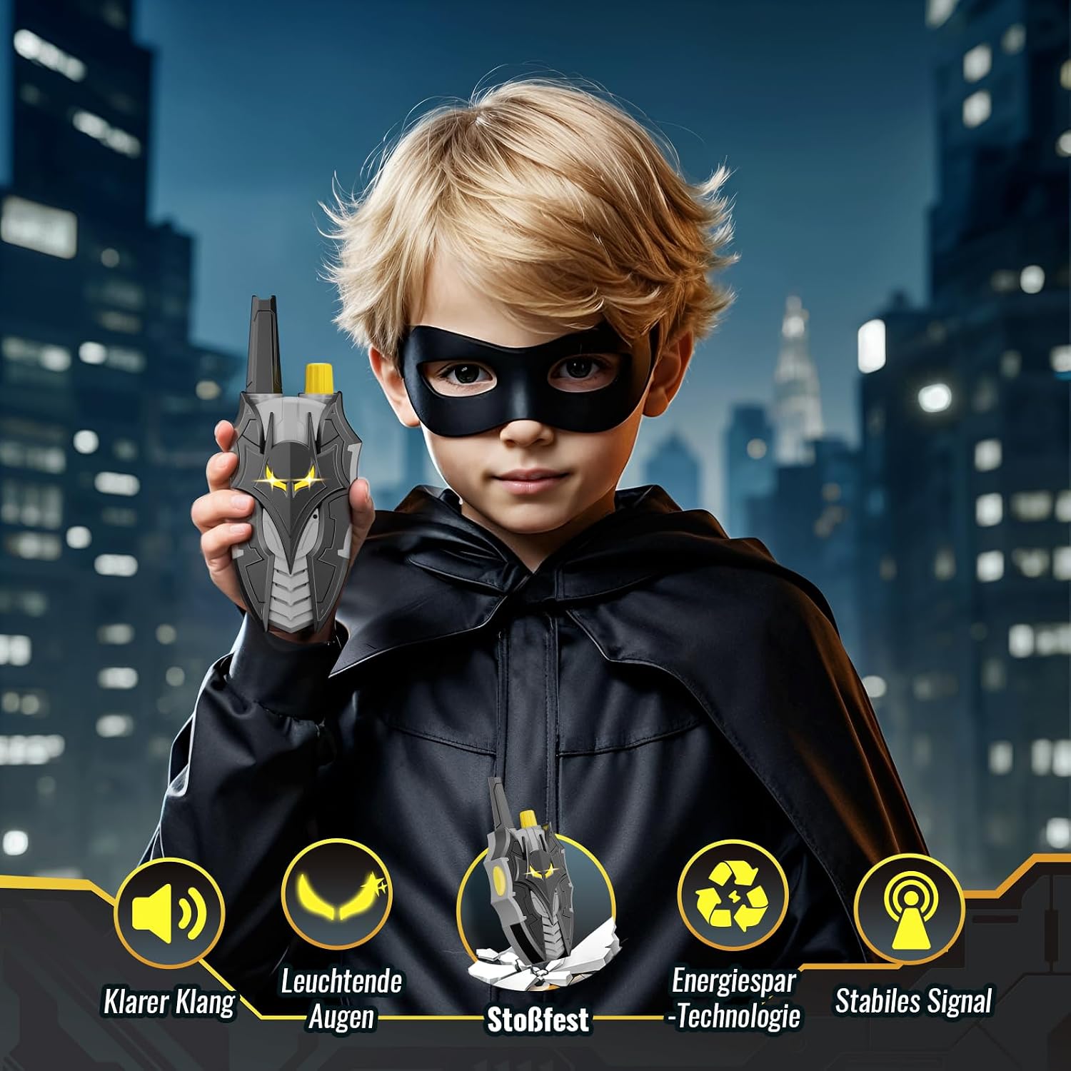 Walkie Talkie Children with Luminous Eyes, Bat Stealth Spaceship & Wing Arrow Design, Toy from 3 4 5 6 7 8 9 Years Boy Gift Boy 3-12 Years Gift Ideas Children's Toy Outdoor Games – Bild 4