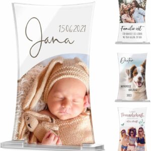 CHRISCK design Self-Designed Acrylic Glass Picture with Photo and Text - Personalised Gift Birth Baby - Gift Idea Mum Mother's Day - Photo Gift Partner Parents Friends Birthday