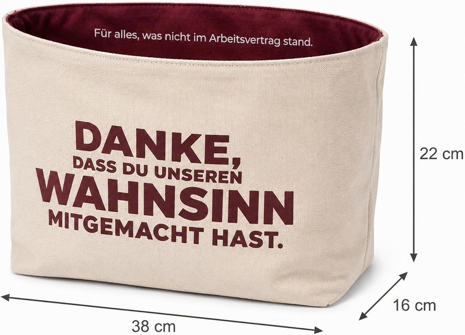 Farewell Gift Colleagues, Fabric Basket for Filling, Saying, Sand-Bordeaux – Bild 3