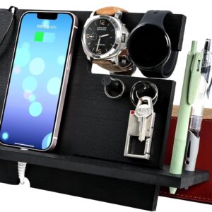 Robomanor Gift for Men Christmas Desk Organizer Wooden Phone Holder Desk Holder Gift for Dad Father’s Day Original Holder Gift