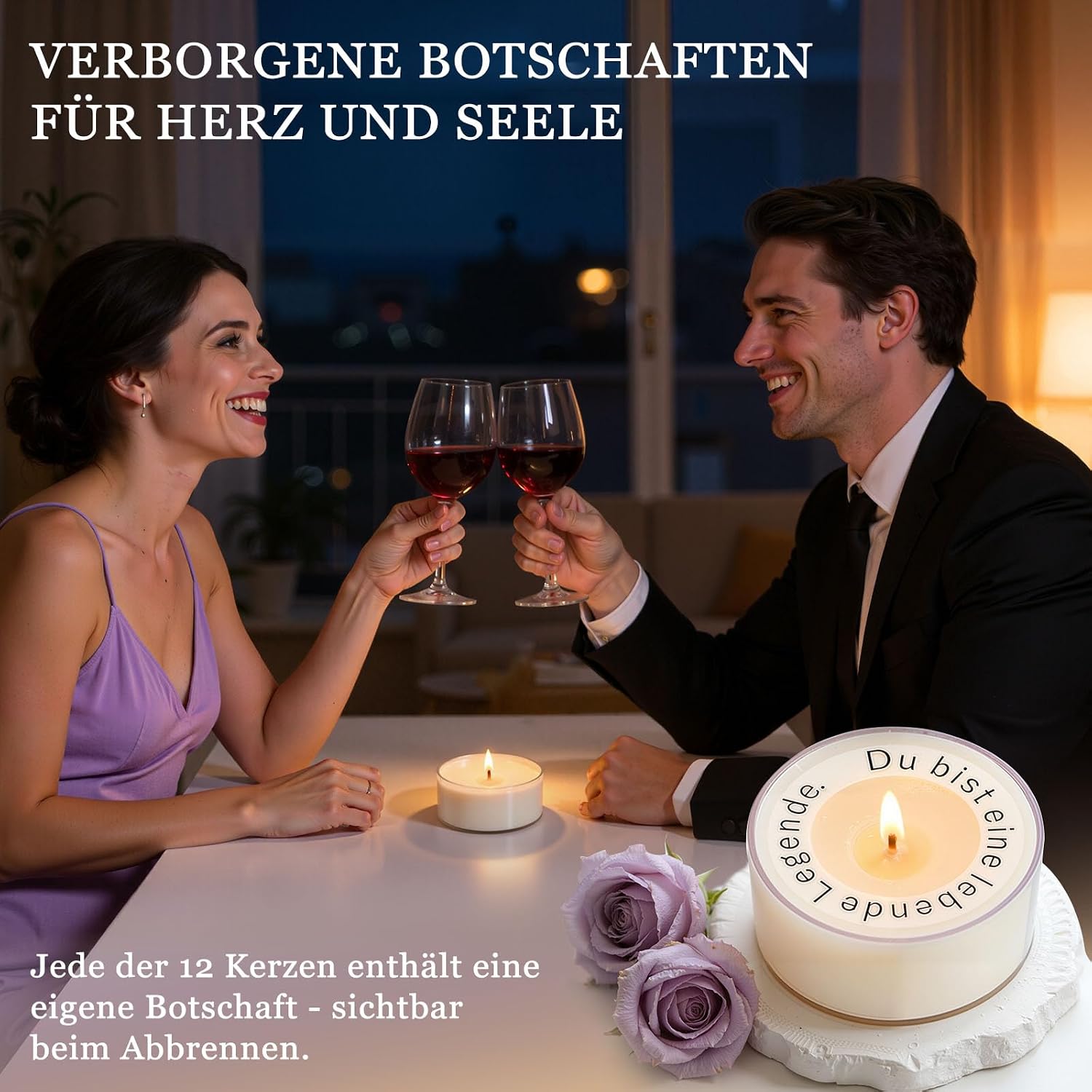 Birthday Gift for Women, Purple, Pack of 12 Scented Candles Gift Set – Bild 2