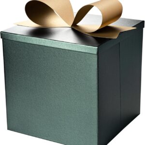 BIOBROWN Medium Gift Boxes with Lids, 23 x 23 x 23 cm, Green Folding Box for Christmas, Valentine’s Day, Birthday, Wedding, Baby Shower & All Celebrations
