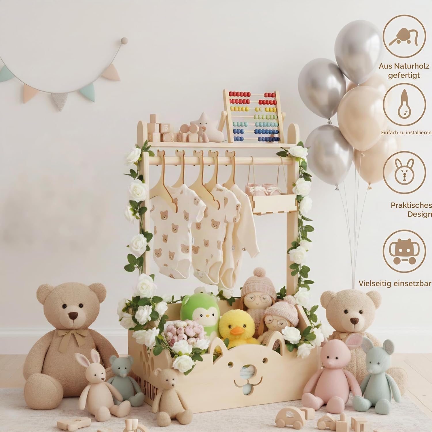 Baby Gift Basket for Birth with Hanger & Decoration for Gifts – Bild 3