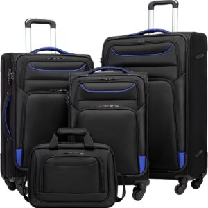 COOLIFE Suitcase Set 4-Piece Soft Luggage 58/66/80 cm and 1 Large Shoulder