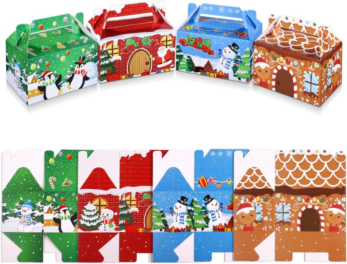HEMOTON Christmas Party Gift Boxes 3D Christmas House Cardboard Gift Box Cardboard Gift Box Candy Goodie Cookie Box for Holiday Treats 15.5 x 9 x 9 cm – Bild 2