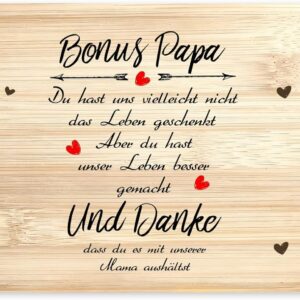 Bonus Dad Gift, Bamboo Breakfast Board, Bonus Dad Gifts, Chopping Board Bread Board Vesper Board for Step Dad Gift Father's Day Birthday Christmas