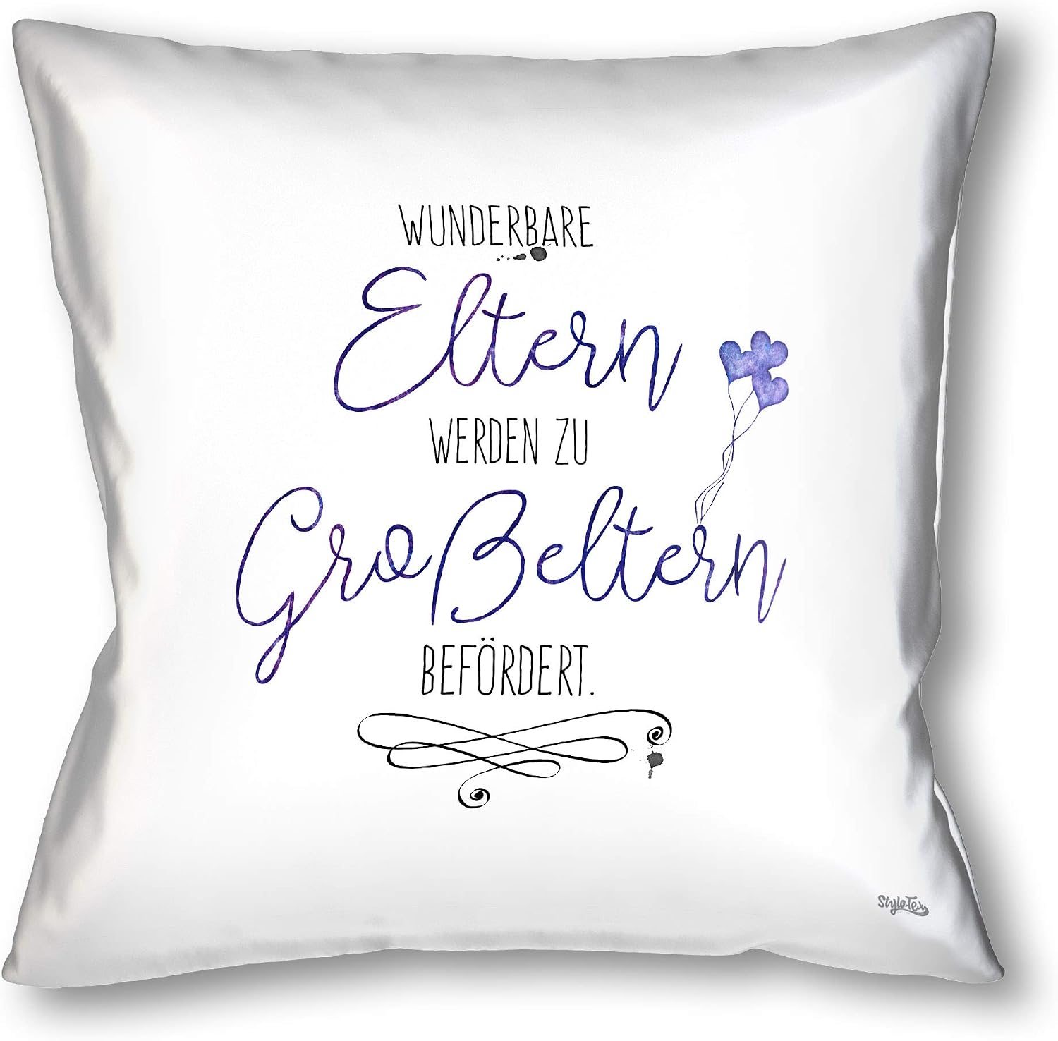 Cushion - Gift for Expecting Grandparents - Decorative Cushion Printed in Highest Print Quality & Designed in Germany - Wonderful Parents Are Promoted to Grandparents - for Birth