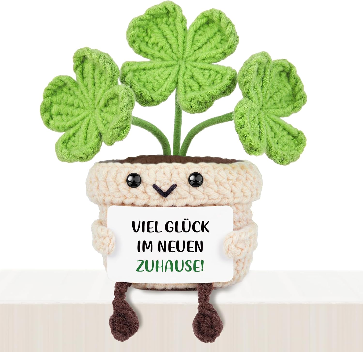Housewarming Gifts Apartment - Handmade Crochet Four Leaf Clover with Energy Card, Housewarming Gift, Topping Gift for Housewarming, New Home