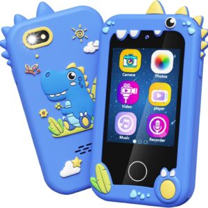 Kids Mobile Phone Smartphone Toy, Dinosaur Gifts for Girls and Boys Aged 3-8, Game Touch Screen Phone with Music, Dual Camera and Thinking Games, Birthday Gift