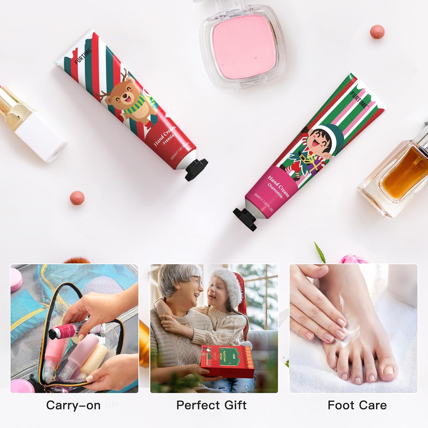 FURTIME Hand Cream Mini Set, 10 Pieces Hand Cream Mini Christmas for Very Dry Hands, Christmas Gifts, Small Thank You Gifts for Women, Men, Colleagues, Child – Bild 5