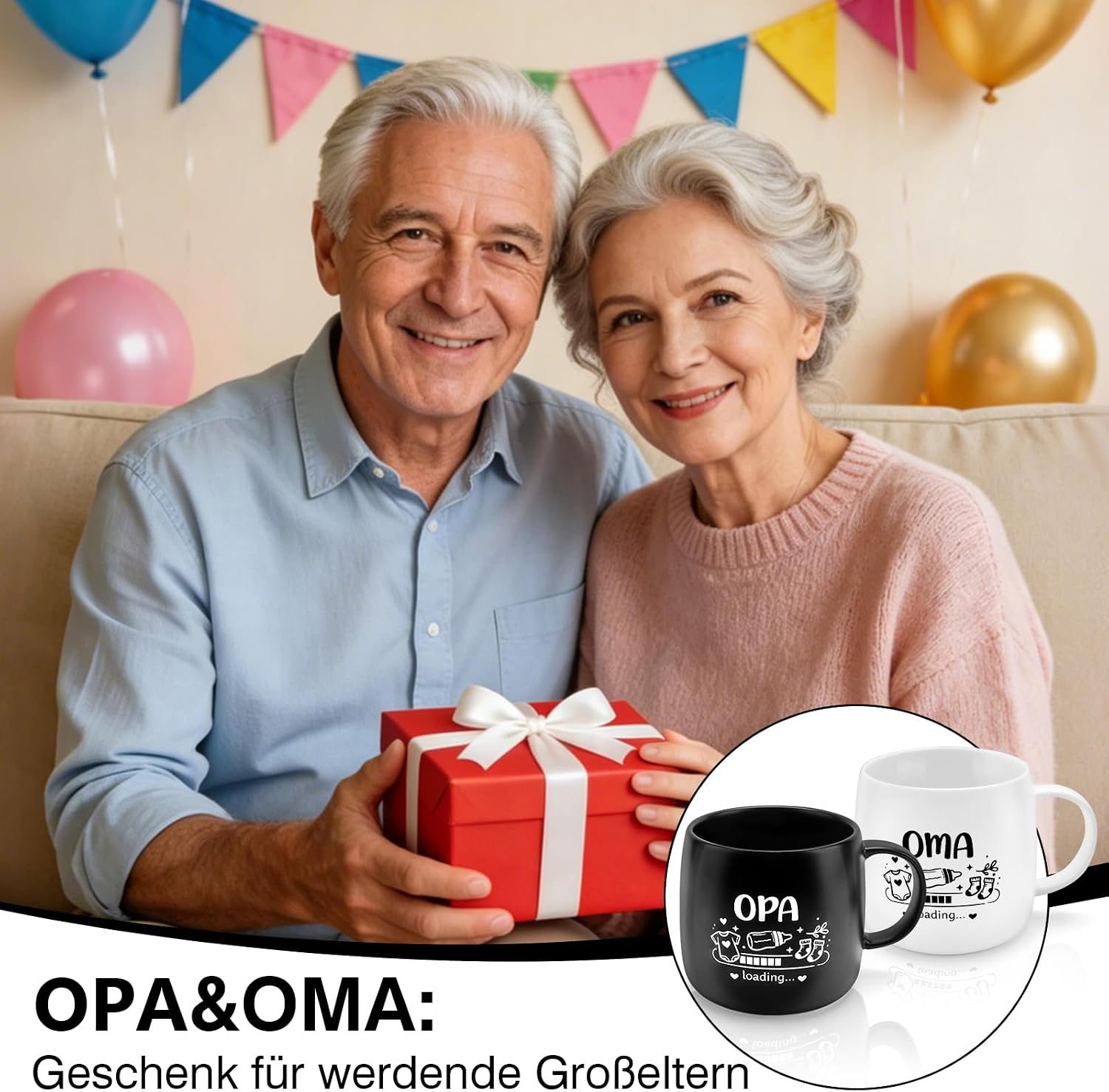 WALLFID Grandma Grandpa Mug with Stainless Steel Spoon, Gift for Expecting Grandparents, Coffee Cup for Pregnancy Announcement, Baby Shower Cup, Birthday Gift (Grandma) – Bild 5