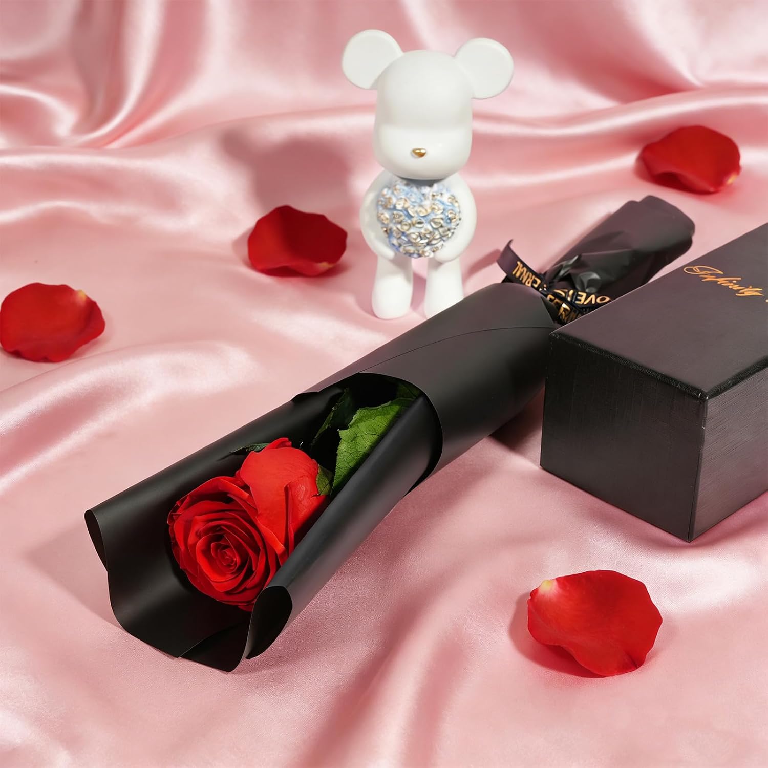 Yamonic Eternal Rose Gifts for Women, Infinity Rose with Stem, Birthday Gift Women, Real Rose in Gift Box, Gifts for Mum, Preserved Flower Gift, Valentine's Day, Christmas, Red Rose – Bild 3