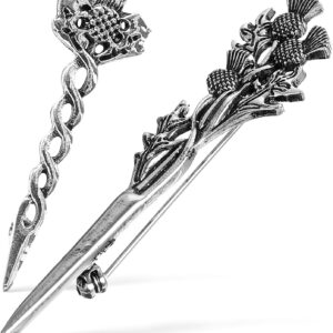 Scottish Thistle Brooch Pack of 2 Lapel Pin with Safety Clip for Suits Shirts and Coats Decorative Metal Collar Pins for Men and Women