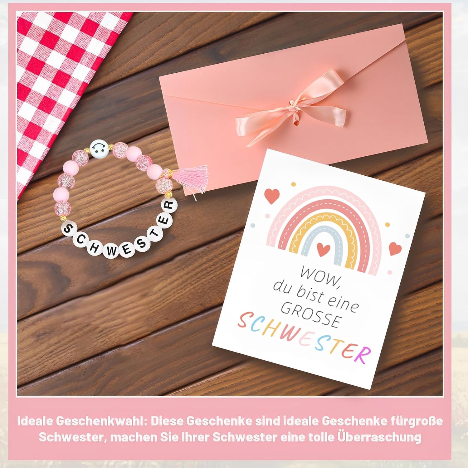 Big Sister Gift Set, Includes Bracelet, Card and Envelope, Gift for Birth Girl, Siblings Gift, Big Sister Gift for Child Girls, Birthdays and Anniversaries – Bild 4