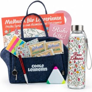 Gift Set for Teachers for Farewell, Class Change, Thank You, End of School - Gift for Teacher with Cool Bag & Water Bottle, Class Gift to Favourite Teacher
