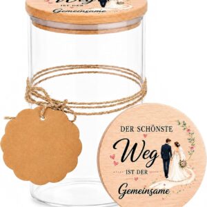 Wedding Gifts for Bride and Groom, Romantic Storage Jar with Wooden Lid