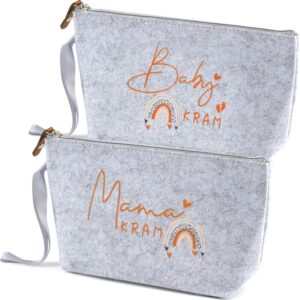 2 Gifts Expectant Mum Felt Cosmetic Bag Zipper Baby Shower Bag