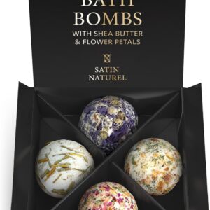 Satin Naturel 4 Luxury Organic Bath Bombs Wellness Gift Set
