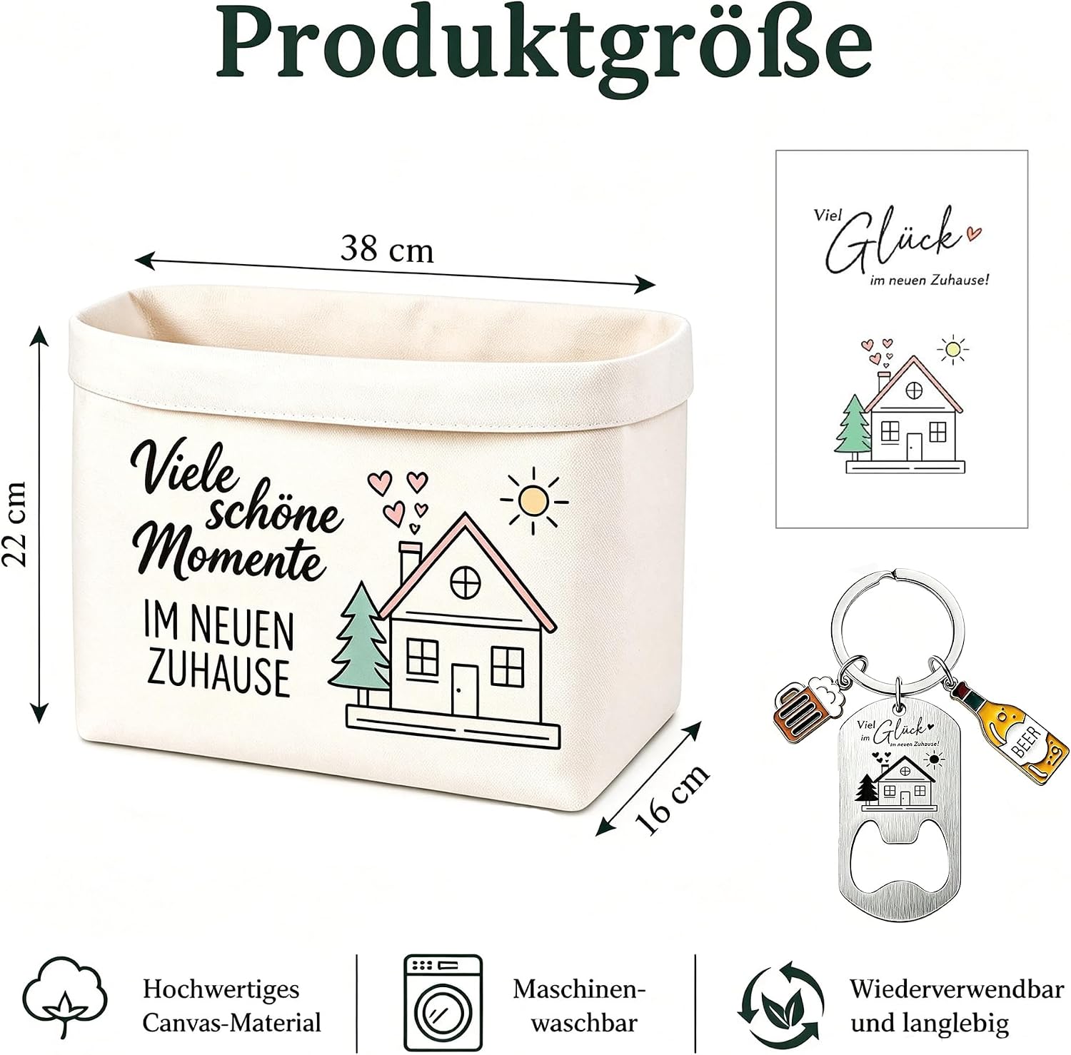 Housewarming Gifts for Home, with Bread Basket Fabric & Bottle – Bild 2