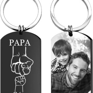 Easycosy Father's Day and Mother's Day Gifts for Dad & Mum Keyring Personalised with Photo & Text, Clear Engraving & Various Designs – Personalised Gifts for Dad Mum Men Women