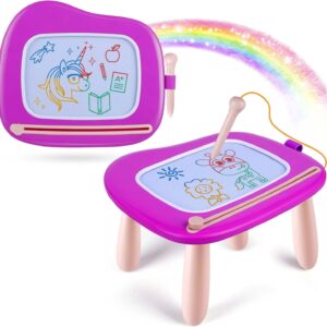 Smasiagon Large Magnetic Magic Drawing Board with Stand, Colourful Erasable Desk for Kids Ages 1, 2, 3, as a Christmas or Birthday Gift, Purple
