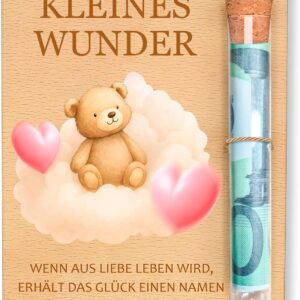 Generisch Personalised Gifts Baby, Baby Gift Girl, Newborn Gift, Wooden with Test Tube and Card, Creative DIY Set for Newborn Birth Boy Girl with Rainbow Motif