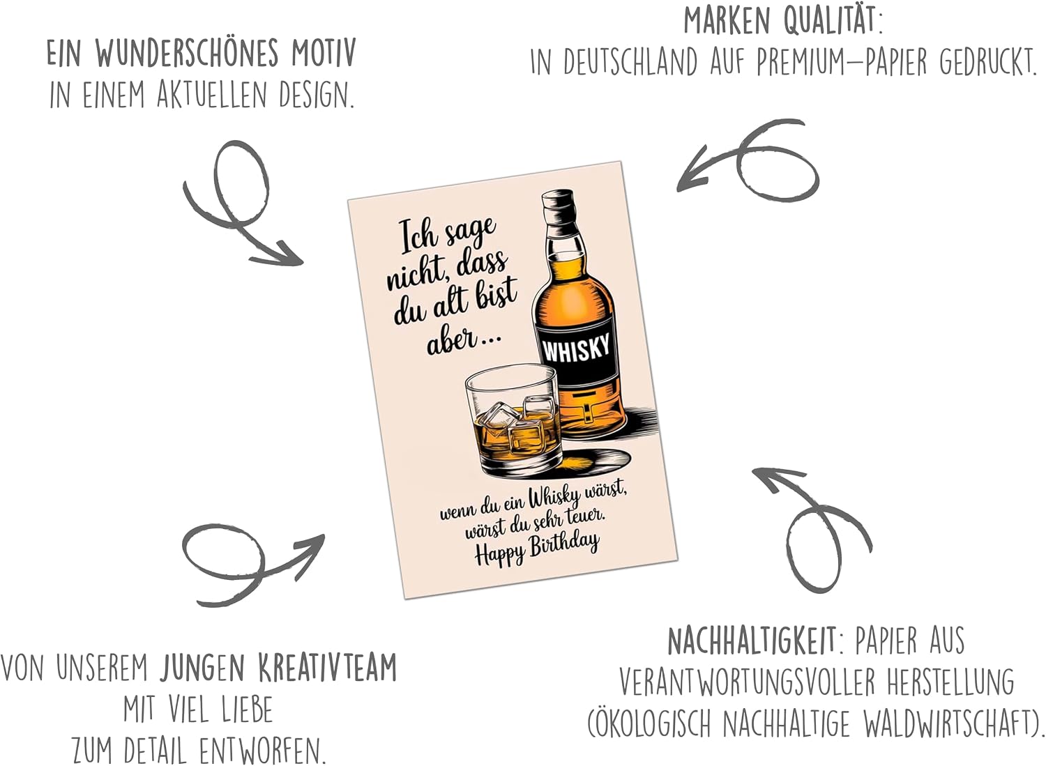 Edition Seidel Premium Birthday Card with Envelope. Greeting Card with Funny Saying Birthday Man Woman Whisky (G3622 SW024) – Bild 3