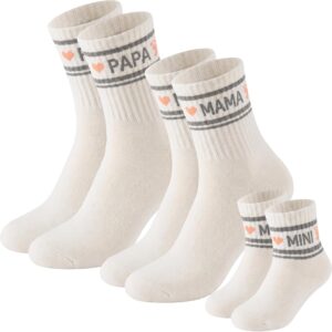 Family Socks Set Papa Mama Mini – Gift for Birth, Baby Shower & First Family Photo Shoot – Partner Look for New Parents