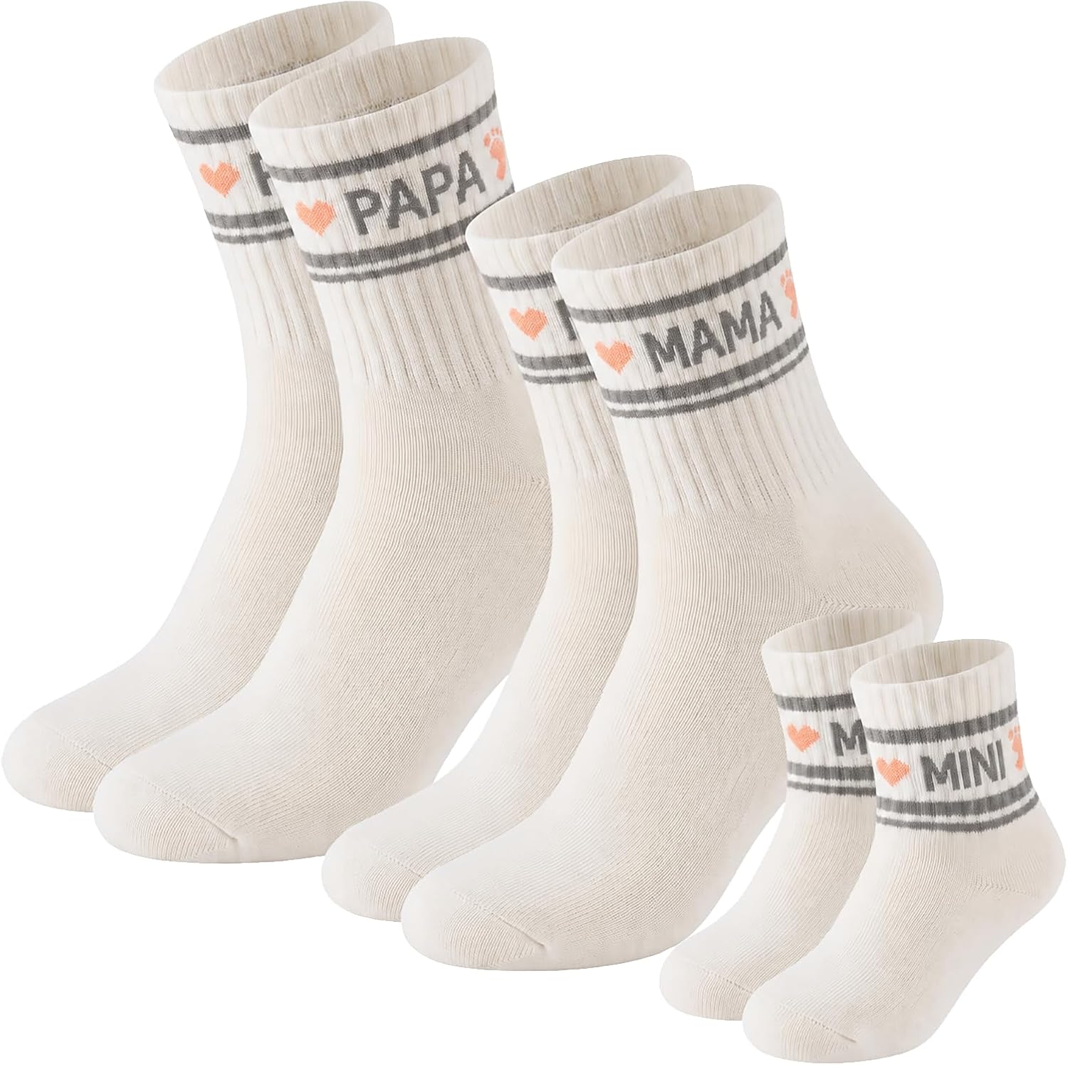 Family Socks Set Papa Mama Mini - Gift for Birth, Baby Shower & First Family Photo Shoot - Partner Look for New Parents