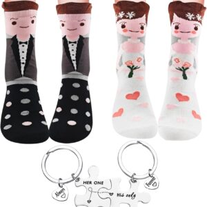 Funny Wedding Socks with Magnet, Bride and Groom Couple Socks, Gift for Wedding Anniversary and Wedding Party