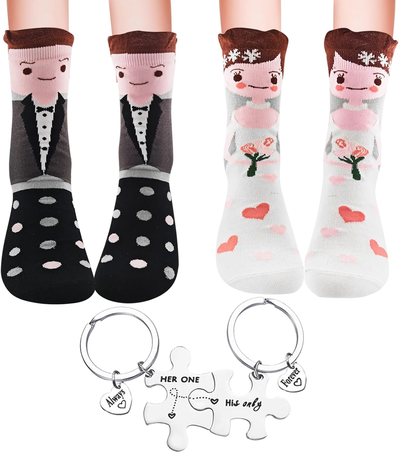 Funny Wedding Socks with Magnet, Bride and Groom Couple Socks, Gift for Wedding Anniversary and Wedding Party