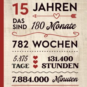 15 Jahrestag Geschenk: Notizbuch ICH LIEBE DICH SEIT 15 JAHREN Notizheft A5 liniert praktisch als Buch für Notizen Tagebuch und Schreibheft Geschenk zum 15. Hochzeitstag oder Kennlerntag