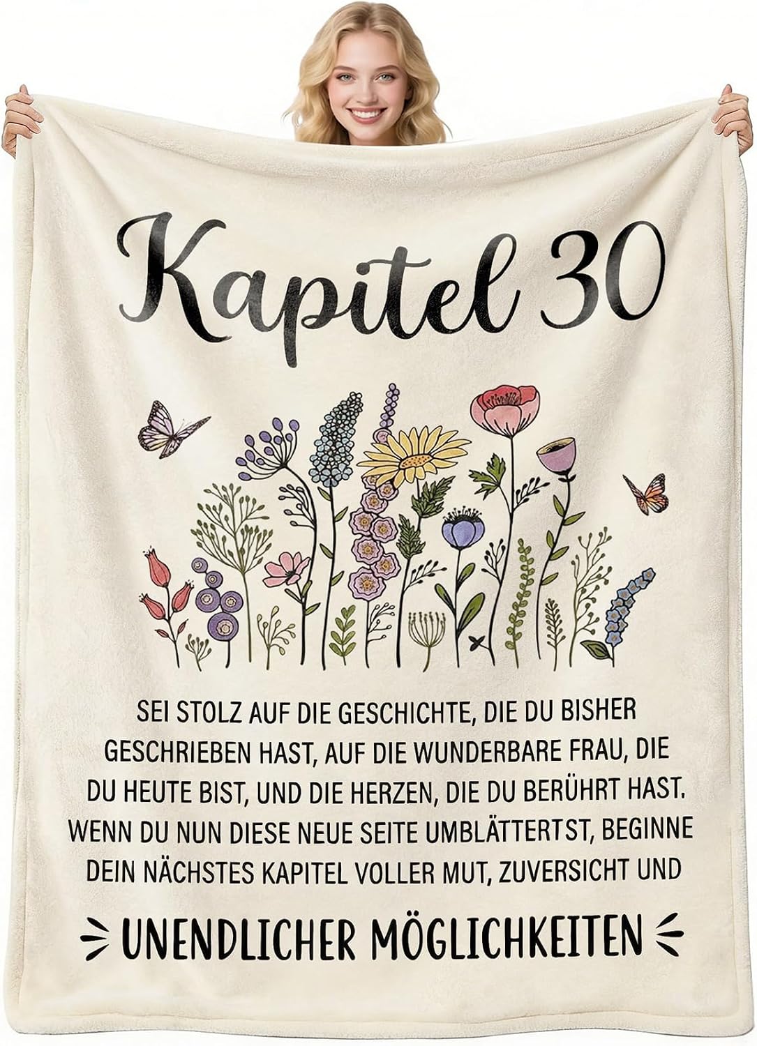 30th Birthday Gifts for Women, Flannel Blanket 130 x 150 cm, Gift for a 30 Year Old Woman, Gift for Her from 1996, Birthday Gifts for Women, Mum, Grandma, Wife