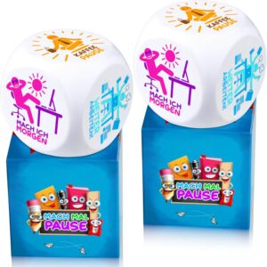 MACH MAL PAUSE® Anti-Stress Cube Set of 2 - The Colourful Stress Cube with 6 Fun Actions for Stress Relief are the Gift for Colleagues, Students, Friends - Office Toy for Employees