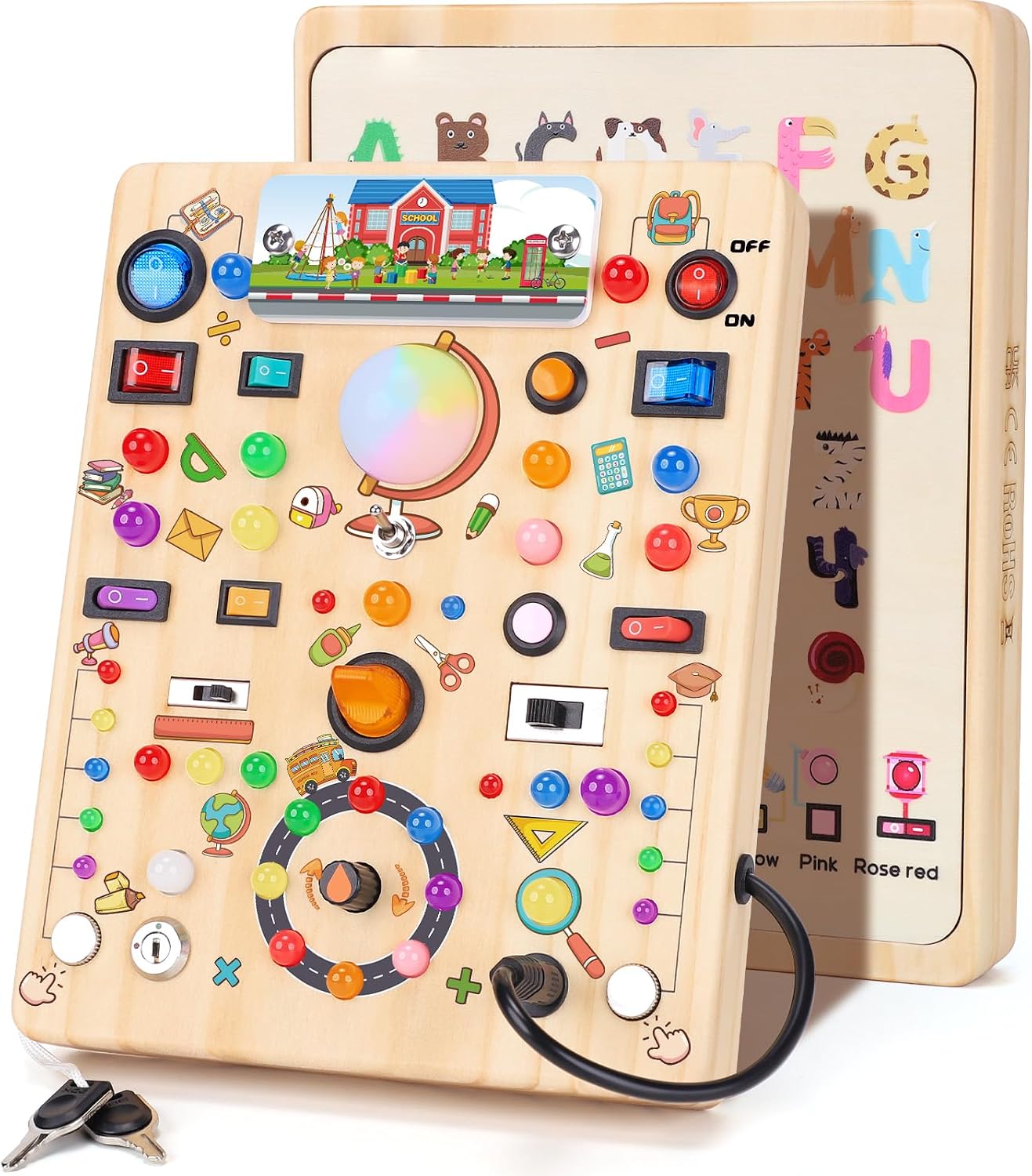 Montessori Toy Busy Board from 1 Year Activity Board Wooden School