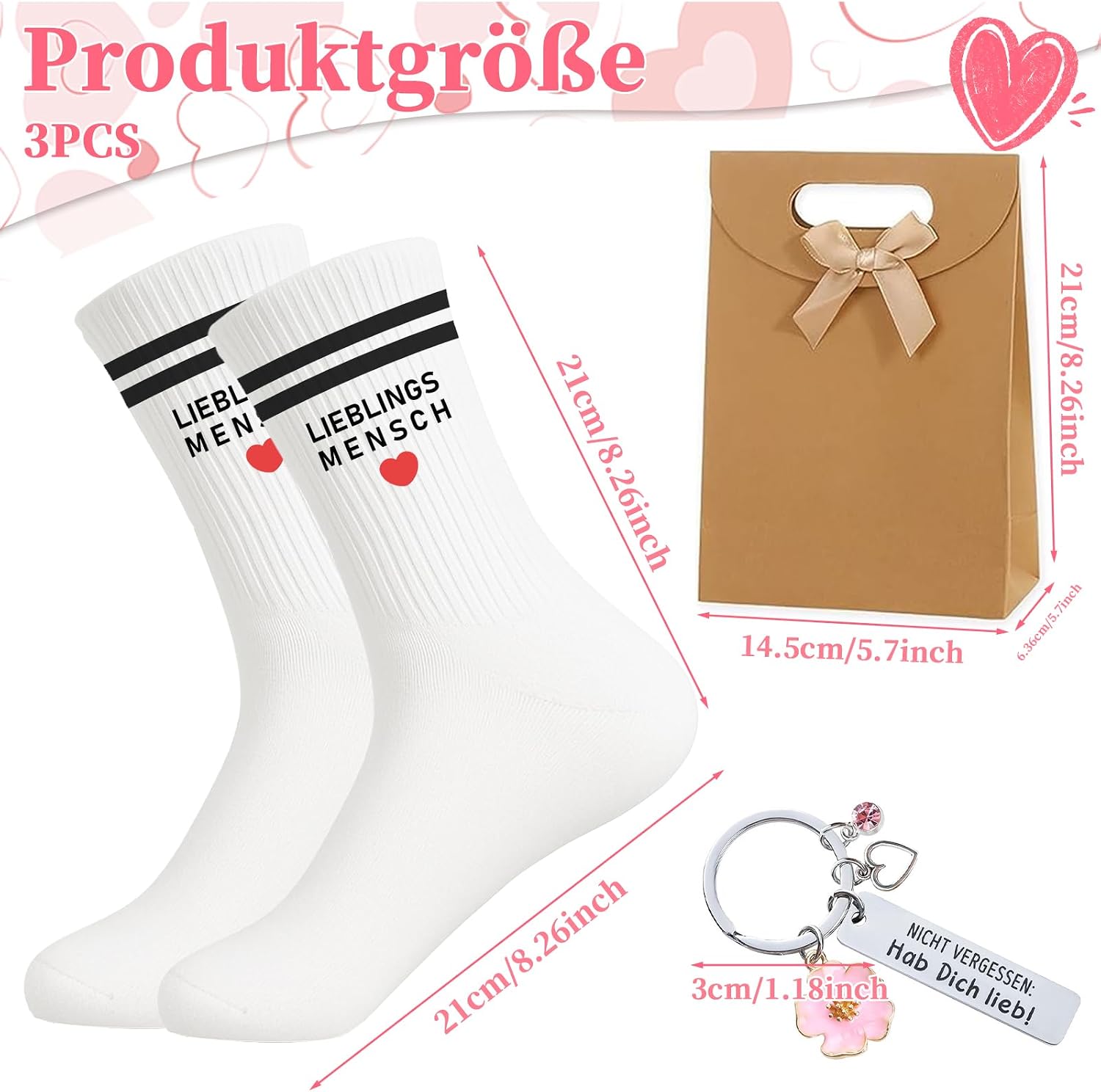 Favourite Person Gift Set for Girlfriend - Best Friend Gifts with Cotton Socks Heart and Keyring - Birthday Gift for Women, Gift Girlfriend Christmas Valentine's Day – Bild 4