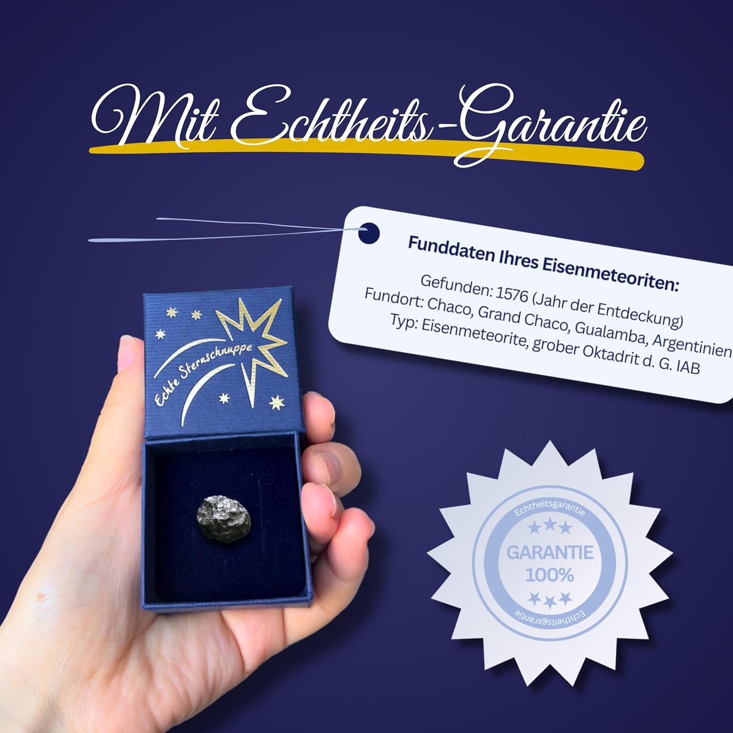 My Shooting Star in Gift Box with Greeting Card (Gift Set) – Meteorite – Gift Idea for Him and Her – Birthday Gift – Christmas Gift – Christening & Birth – Bild 6