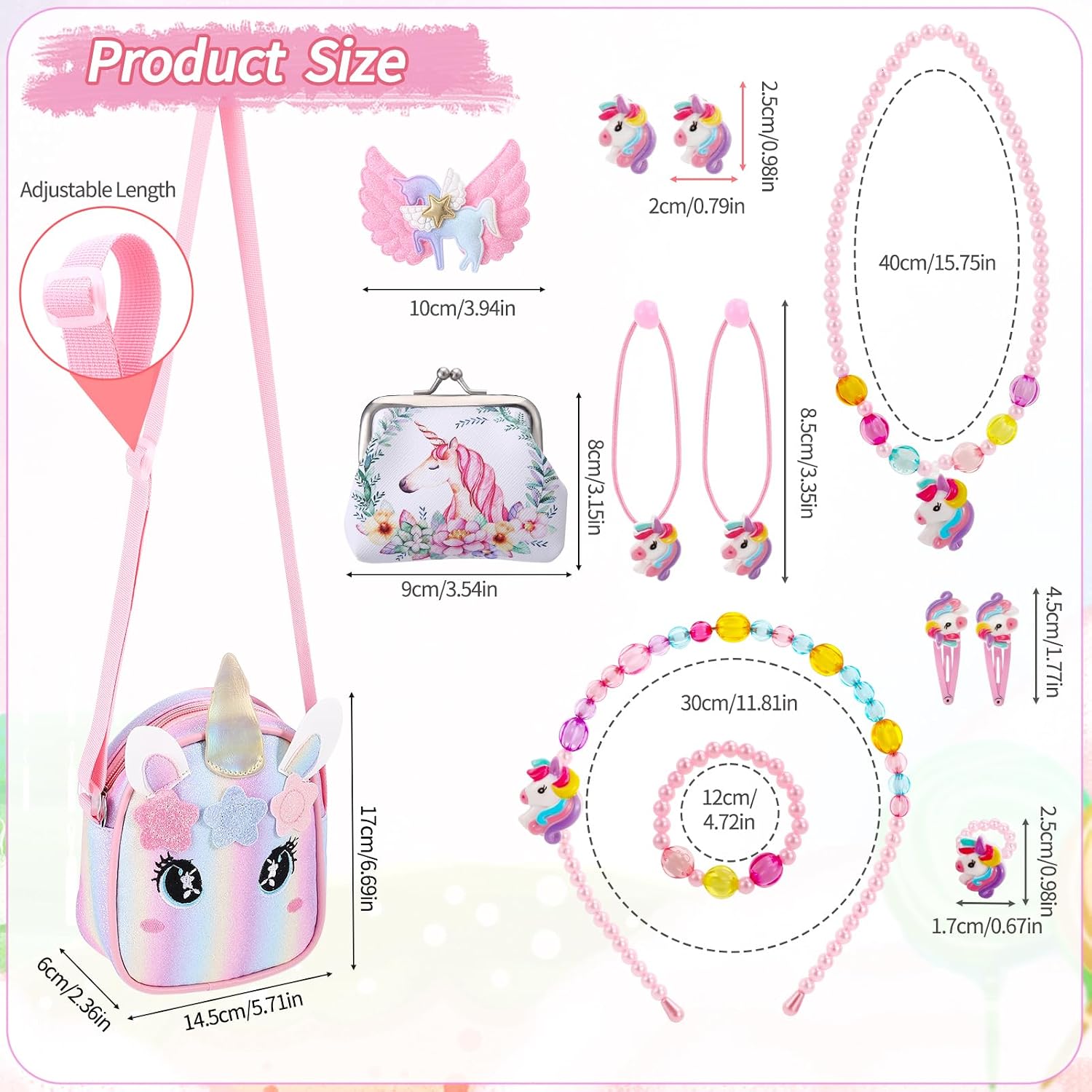 Yamitora Unicorn Handbag and Jewellery Set for Girls - Children's Jewellery Gifts 2-6 Years - Necklace Bracelet Birthday Gift Unicorn Gifts for Girls 2 3 4 5 6 Years – Bild 2