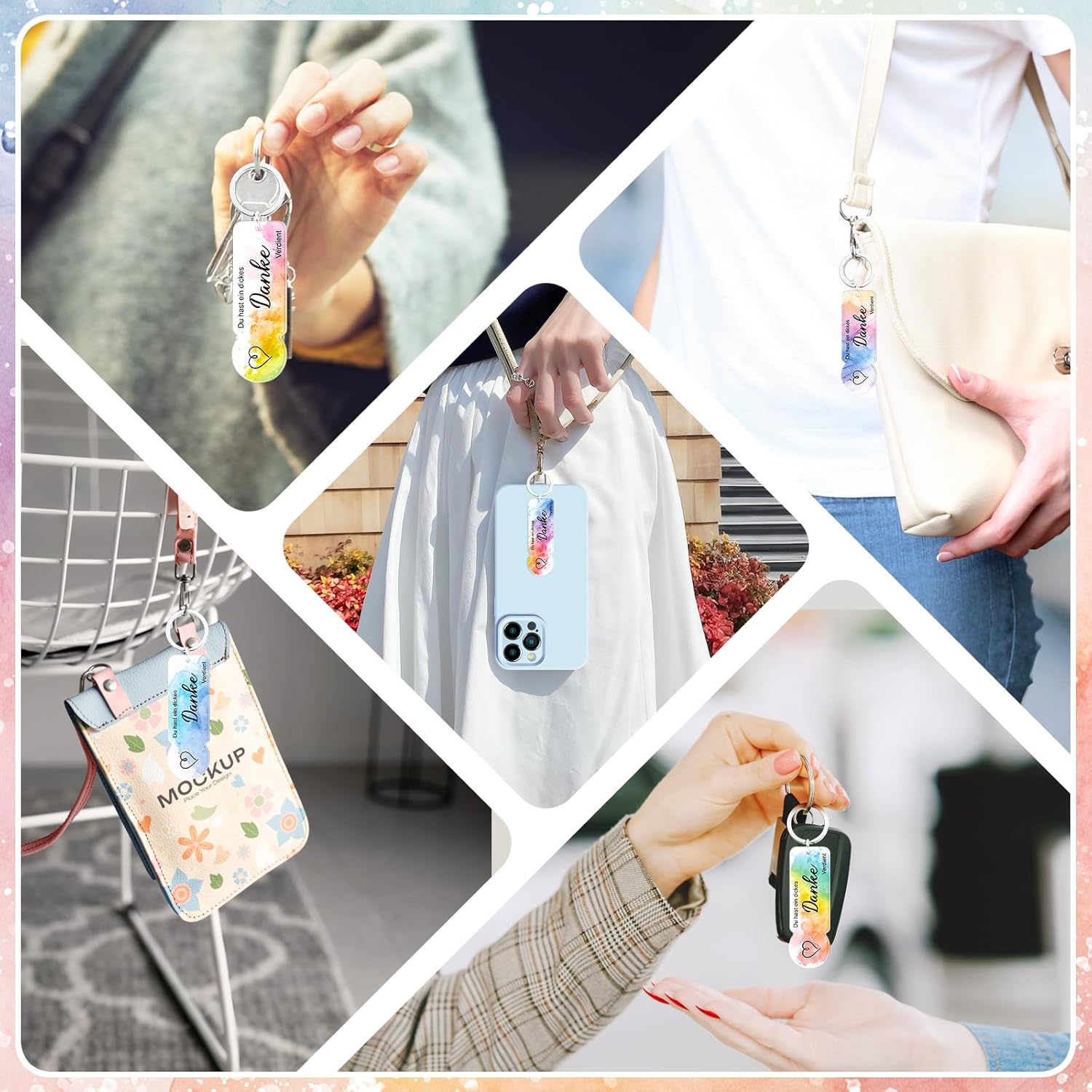 Acrylic Shopping Trolley Token Keyring Set, "Du hast ein dickes Danke Verdient Einkaufschip, Danke Geschenk Klein" Leaving Gift for Teachers Colleagues Guest Gifts Souvenir Pack of 20 – Bild 4