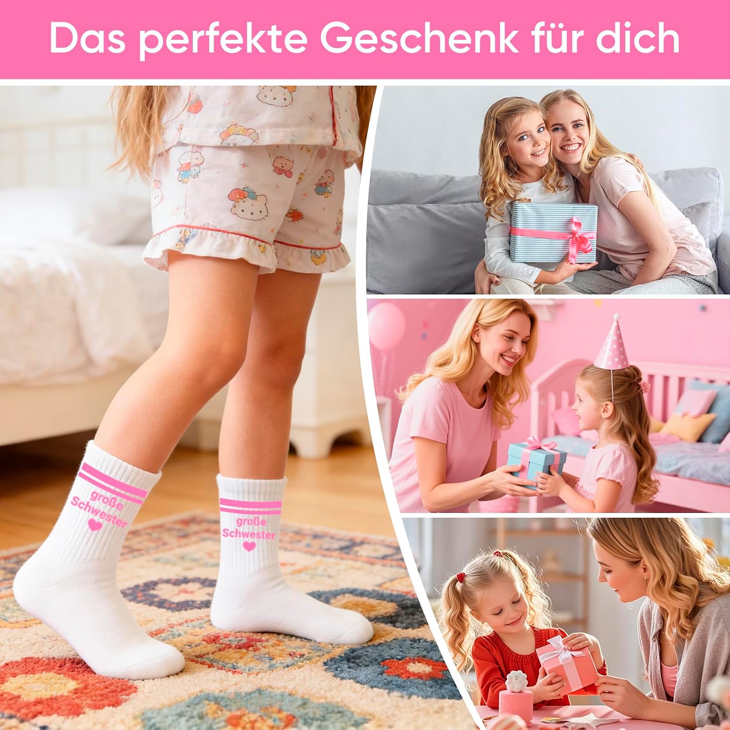 Big Sister Gift Set Girls, Children's Socks Big Sister with Bracelet and Gift Bag, Gift for Birth Girl, I Become a Big Sister, Siblings Gift for Sister – Bild 7