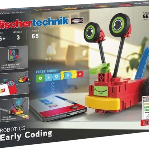 fischertechnik 559889 ROBOTICS Early Coding, Kit for Children from 5 Years, Experiment Box for 3 Robot Models, for Building & Programming, with Motors & Sensors