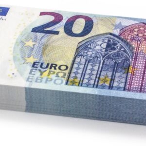 Cashbricks®, 100 x €20 Toy Banknotes, Reduced Size – 75% Size