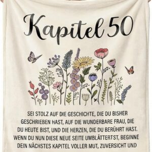 50th Birthday Gifts for Women, Flannel Blanket 130 x 150 cm, Gift for a 50 Year Old Woman, Gift for Her from 1976, Birthday Gifts for Women, Mum, Grandma, Wife