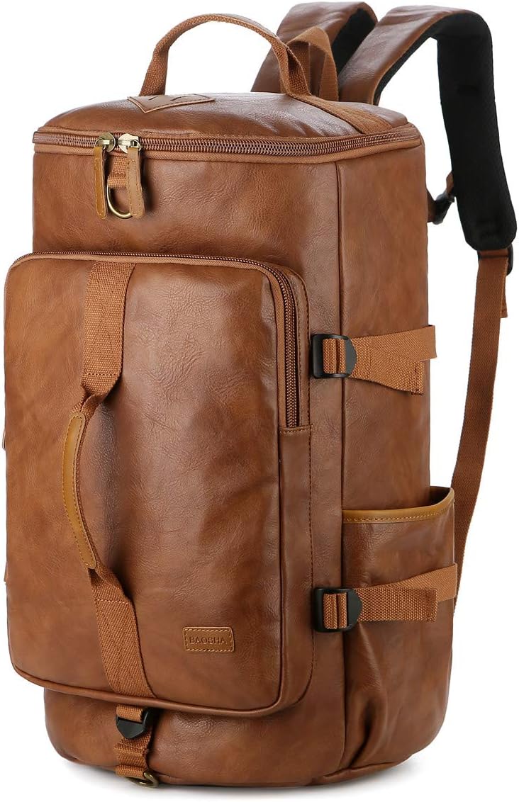 BAOSHA HB-26 Men's Backpacks Hand Luggage Shoulder Bag Convertible PU Leather Travel Bag Hiking Backpacks Sports Bag Travel Duffel Bag Weekender Bag