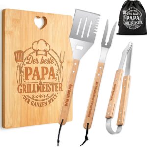 Set of 5 Papa Gift Barbecue Set, Chopping Board, Barbecue Utensils