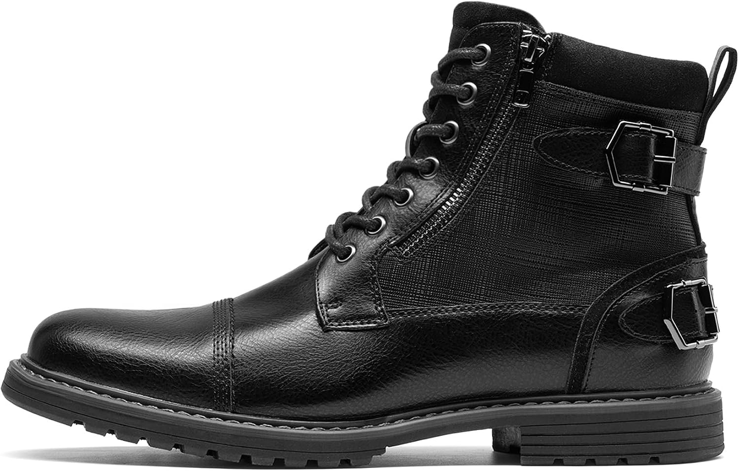 Bruno Marc Men's Motorcycle Boots, Lace-Up Boots, Classic Biker Boots, Casual Shoes with Side Zip – Bild 3