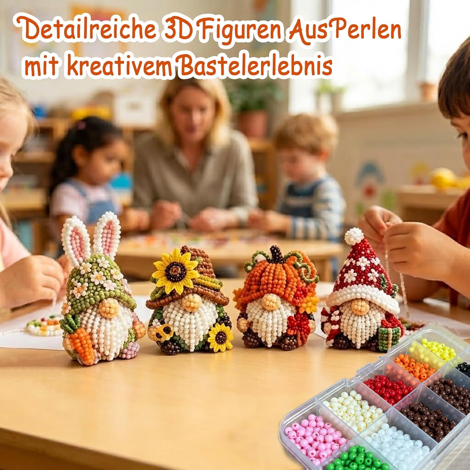 Zovienono 3D Beads Gnome DIY Set - 4 Seasons Gnome Craft Set – Bild 6