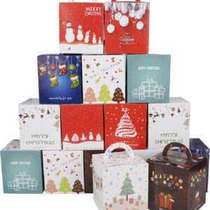 AWCIGG Pack of 24 Christmas Packaging Box Small Biscuit Tins for Gifting Christmas Gifts for Colleagues Biscuit Gift Boxes Chocolate Box Empty Paper Bags Christmas