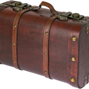 HMF 6412-140 Wooden Treasure Chest, Vintage Suitcase, 40 x 23.5 x 16.5 cm, Large, Peru
