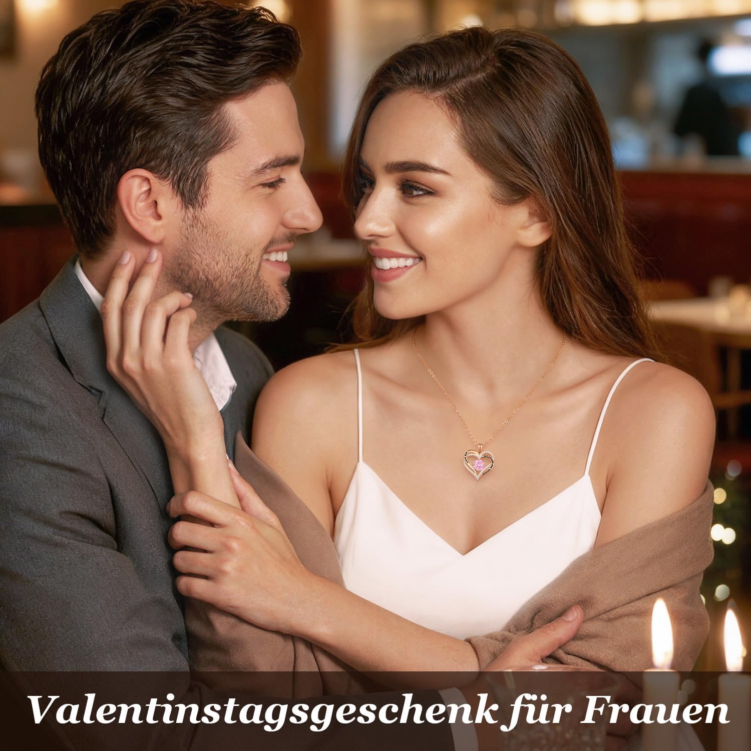 CDE Kette Damen Herz Geburtsstein 925 Sterling Silber Schmuck Geschenk – Bild 4